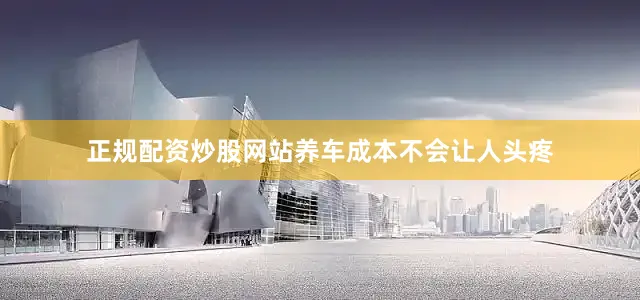 正规配资炒股网站养车成本不会让人头疼