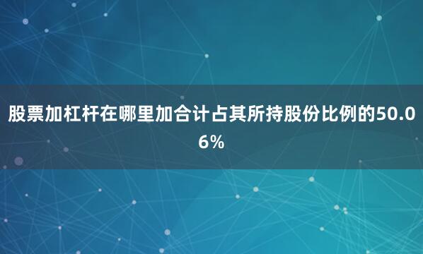 股票加杠杆在哪里加合计占其所持股份比例的50.06%